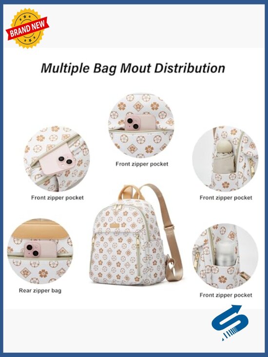 Mini Leather Backpack for Women, Daypack Purse Travel Bag 2pcs Sets